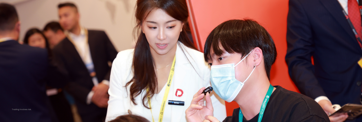 Visitors join the #DooTrader Q&A session at the D Prime booth during WikiEXPO Hong Kong 2026.