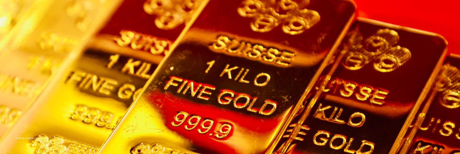 Close de barras de ouro físico exibidas pela D Prime na WikiEXPO Hong Kong 2026.