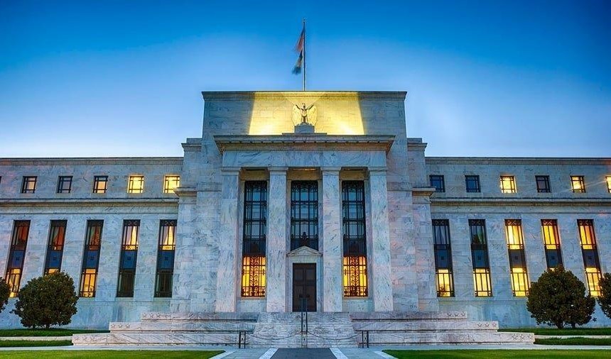 Federal Reserve Board in United States at night