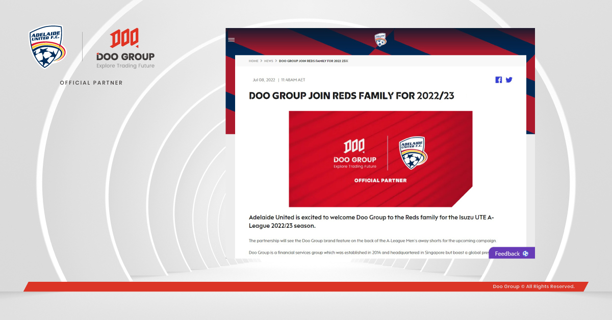 Doo Group 正式成为阿德莱德联足球俱乐部官方合作伙伴